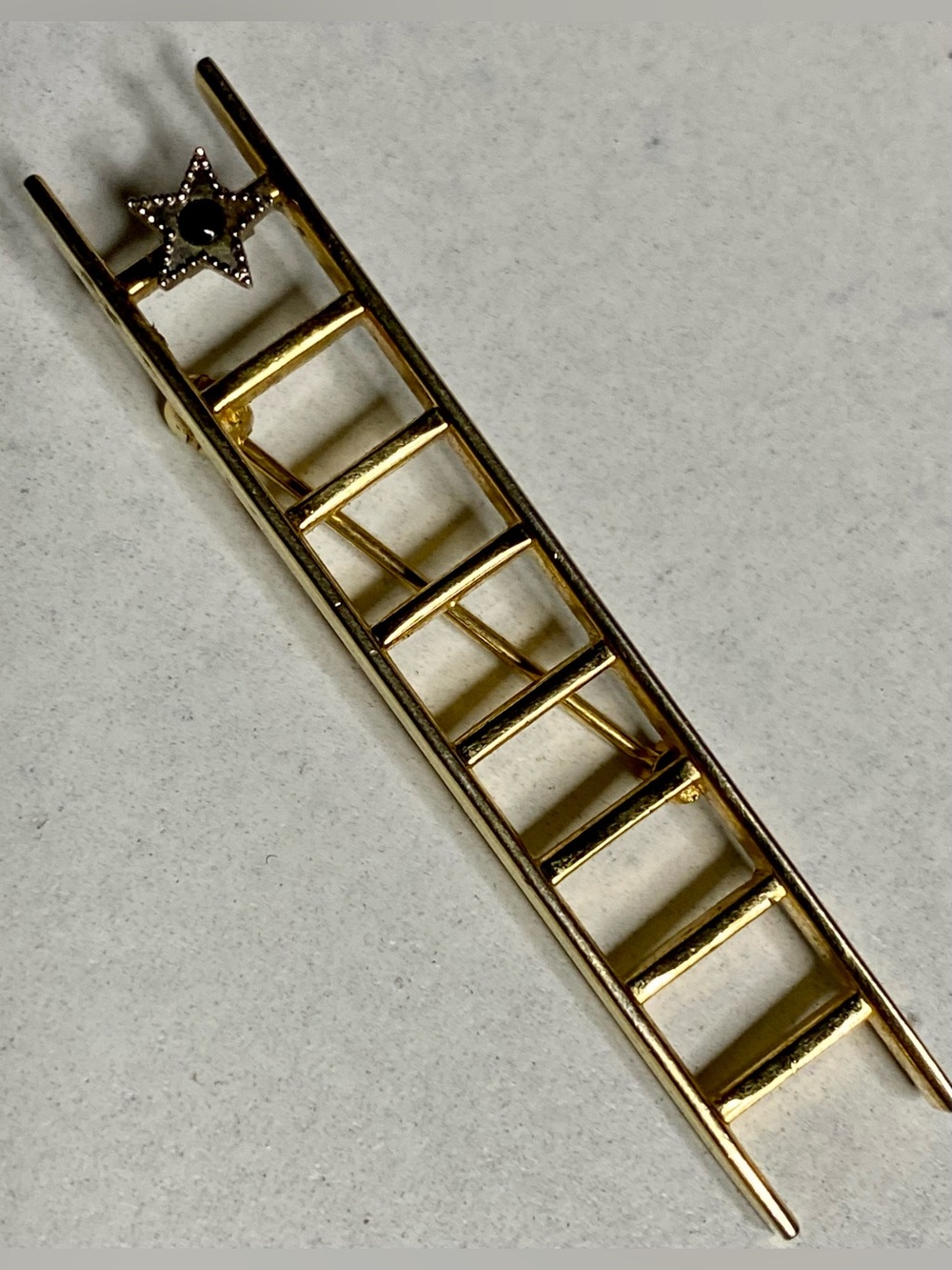 Gold Ladder Brooch with Star Accent